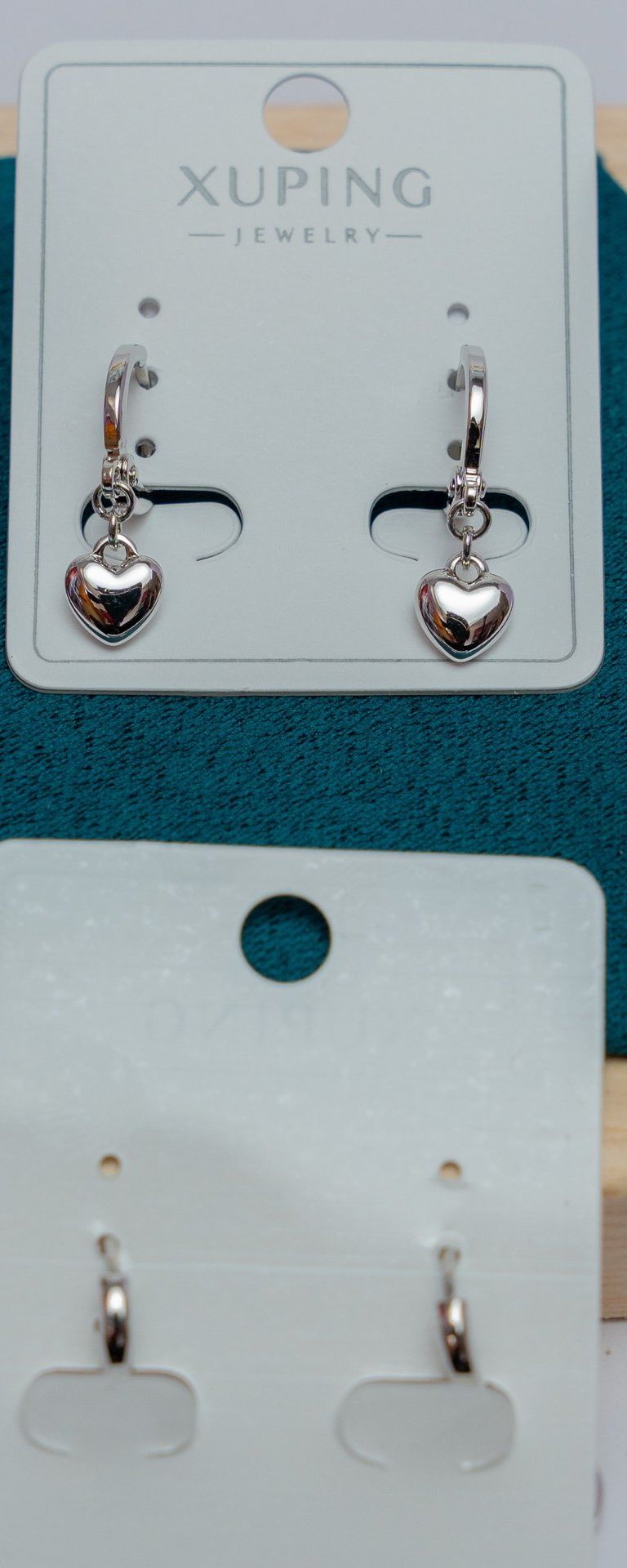 Silver Heart Drop Earrings
