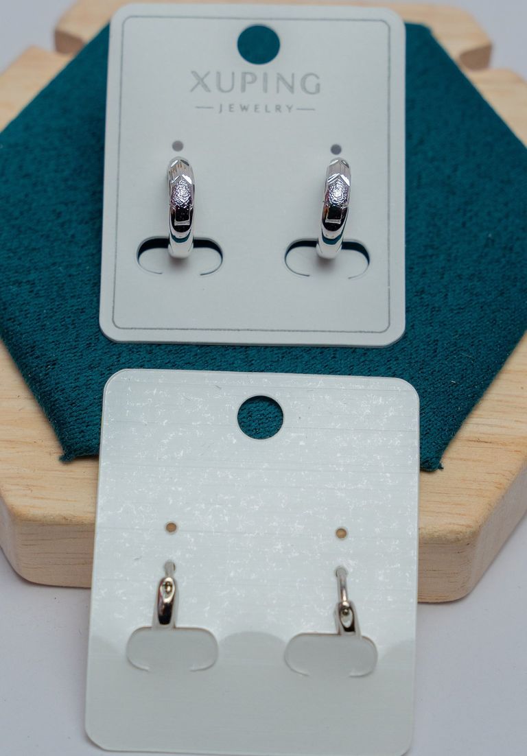 Silver Oval Hoop Earrings with Crystal Detail