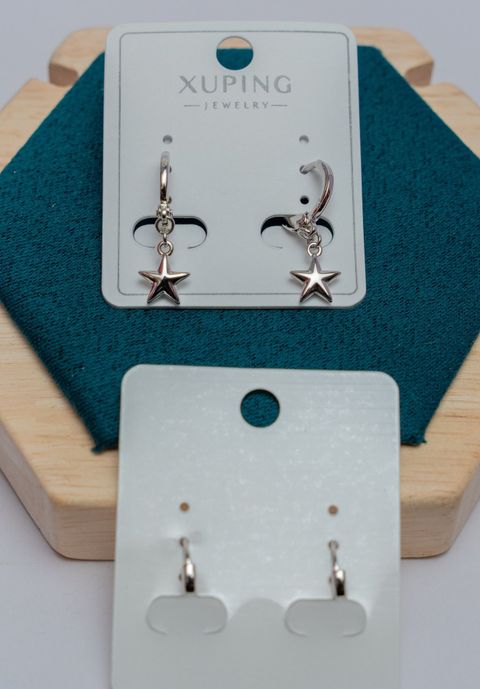 Silver Star Drop Earrings