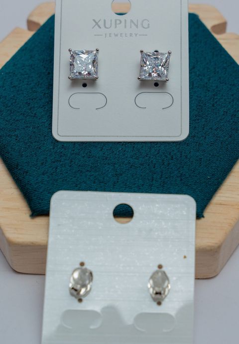 Square Crystal Stud Earrings