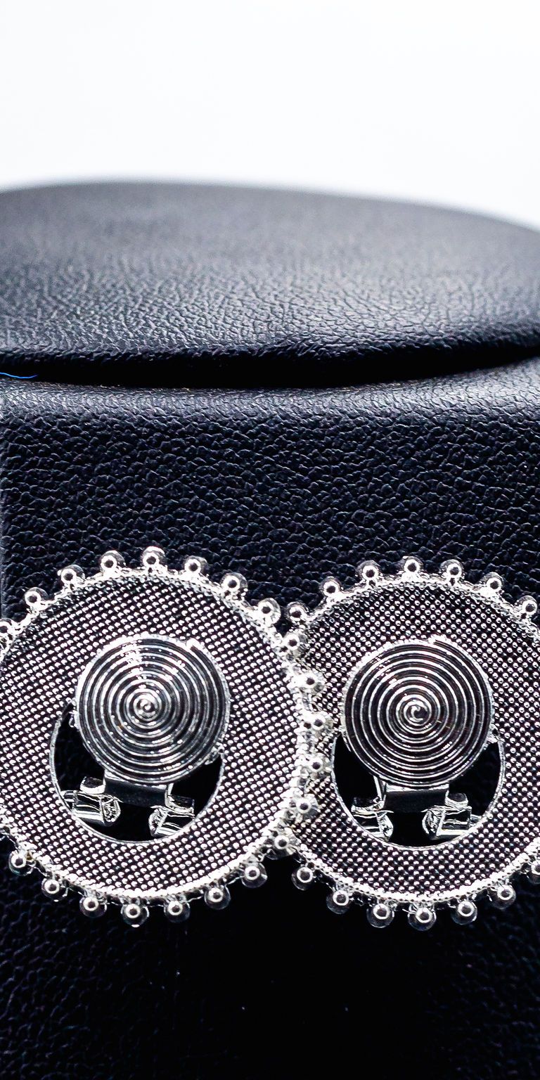 Silver Spiral Disc Earrings