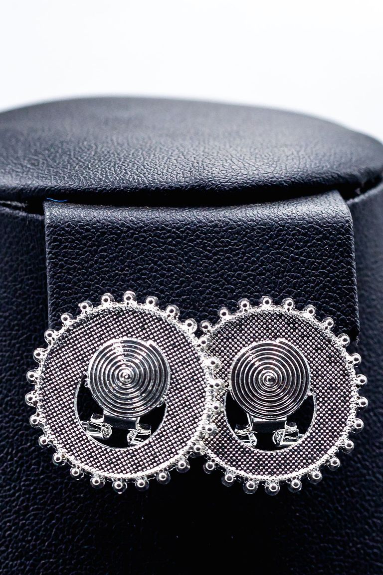 Silver Spiral Disc Earrings