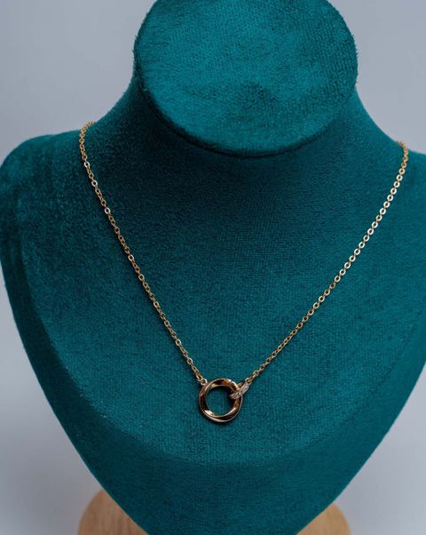 Gold-Tone Circle Pendant Chain Necklace
