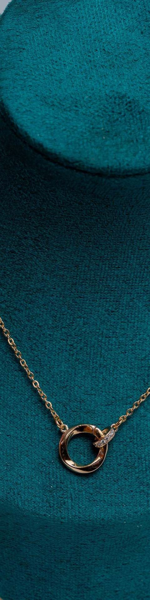 Gold-Tone Circle Pendant Chain Necklace