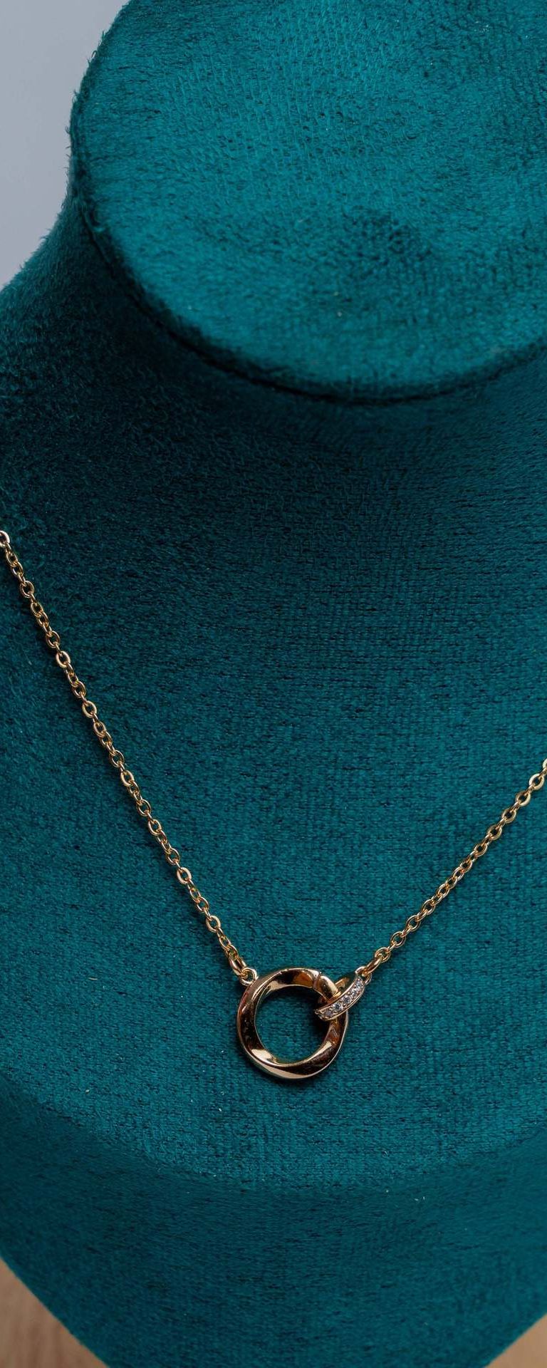 Gold-Tone Circle Pendant Chain Necklace