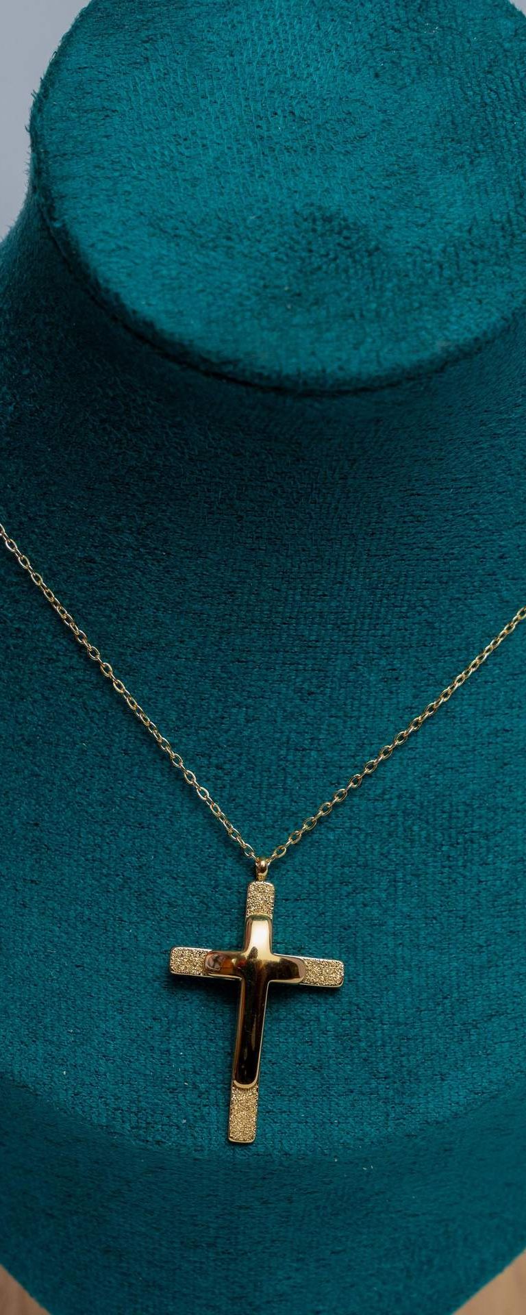 Gold-Tone Cross Pendant Necklace