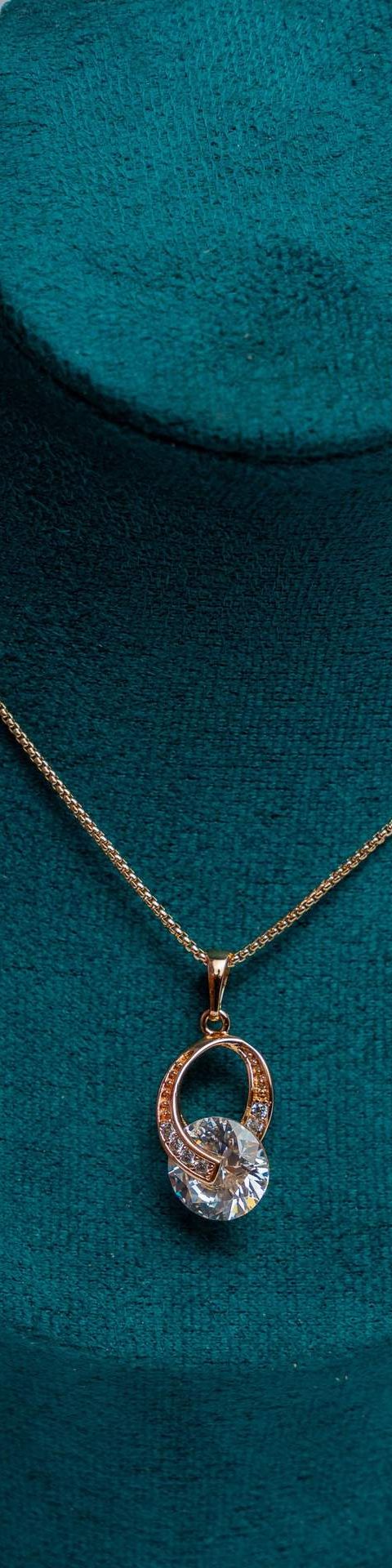 Gold-Tone Crystal Oval Drop Necklace
