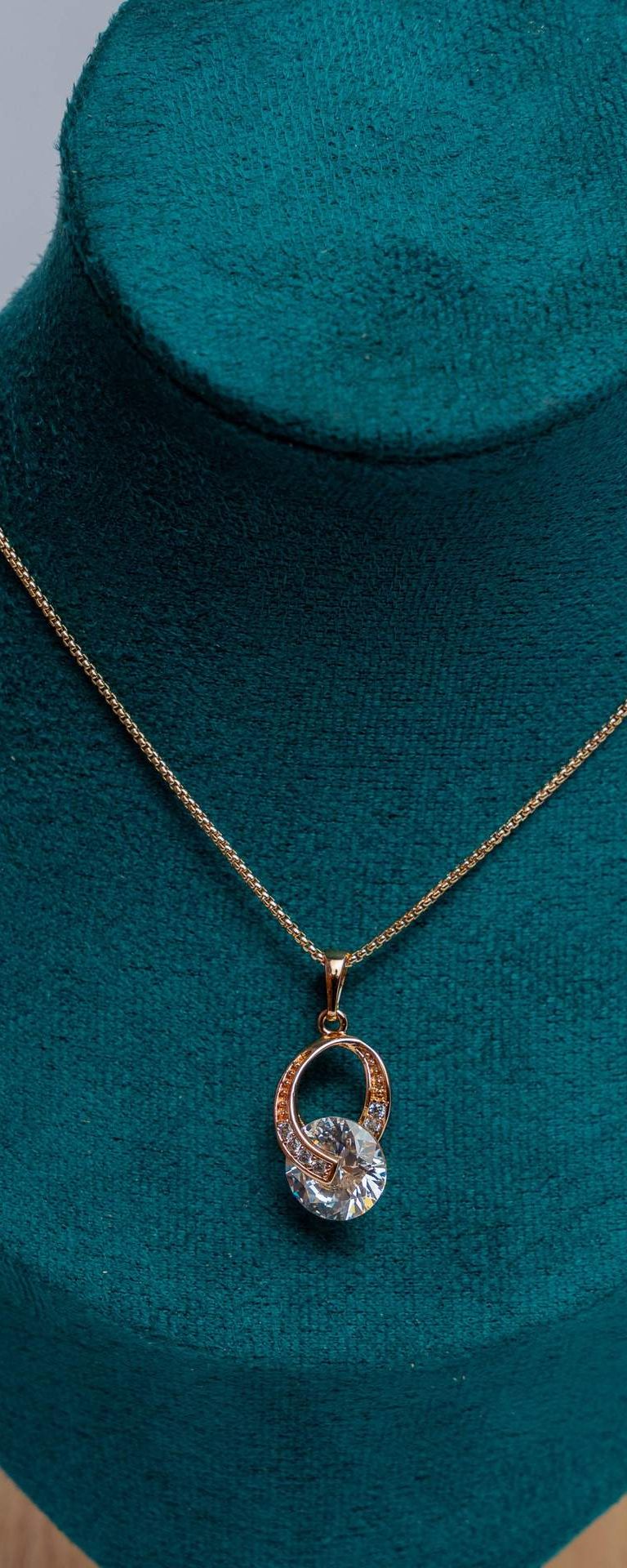 Gold-Tone Crystal Oval Drop Necklace