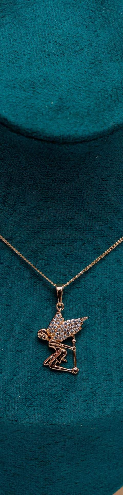 Gold-Tone Winged Angel Pendant Necklace