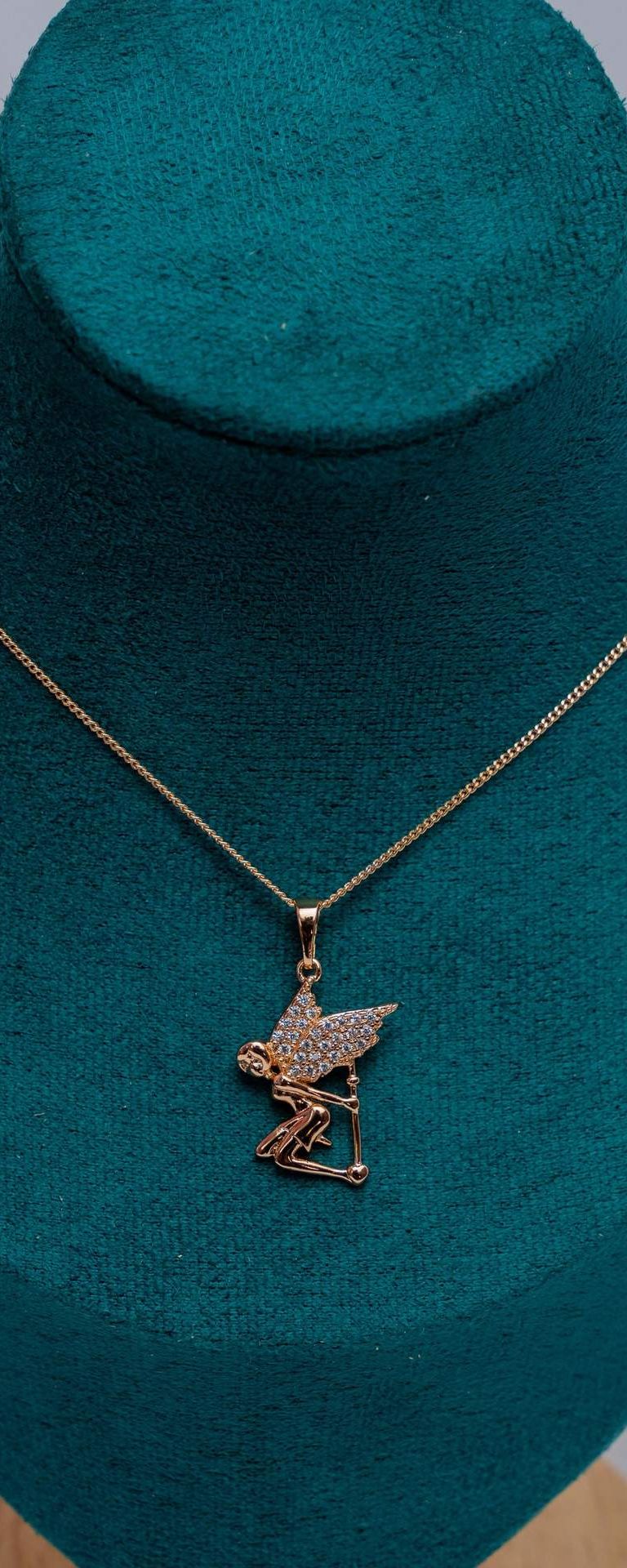 Gold-Tone Winged Angel Pendant Necklace