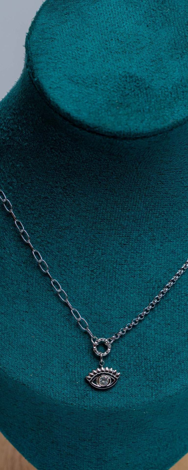 Silver Evil Eye Pendant Necklace