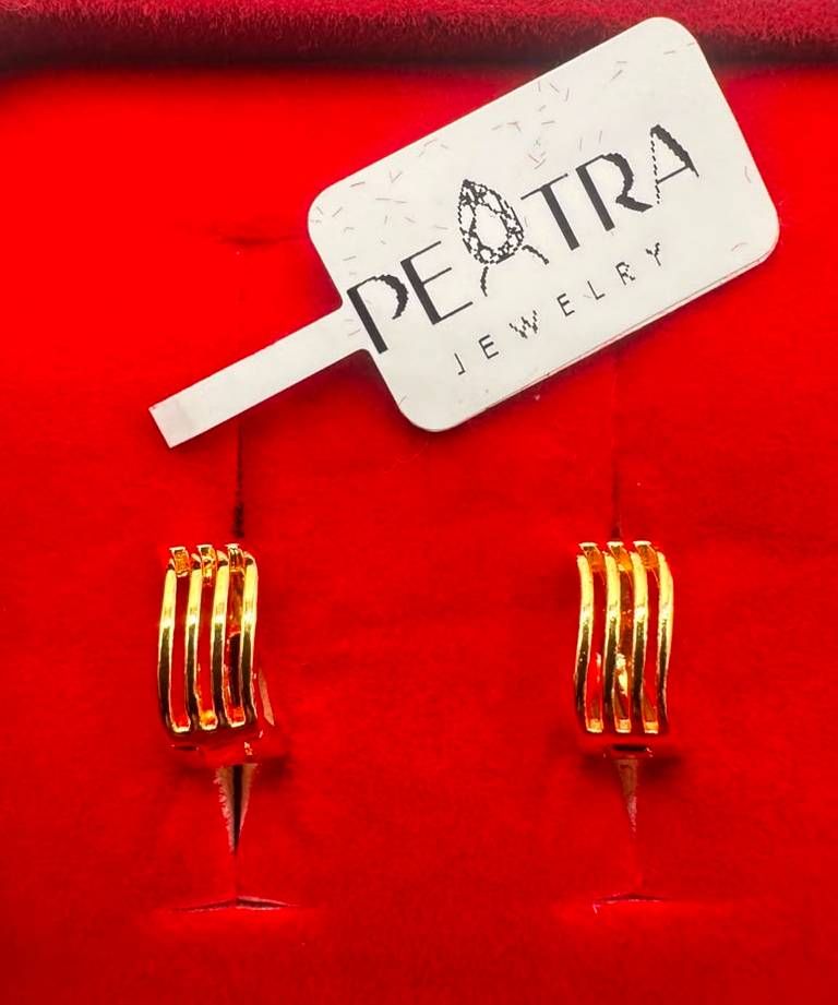 Peatra Gold Crystal Hoop Earrings