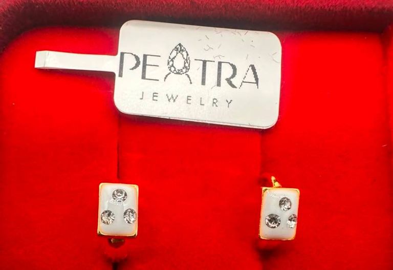 Peatra Gold Crystal Disc Earrings