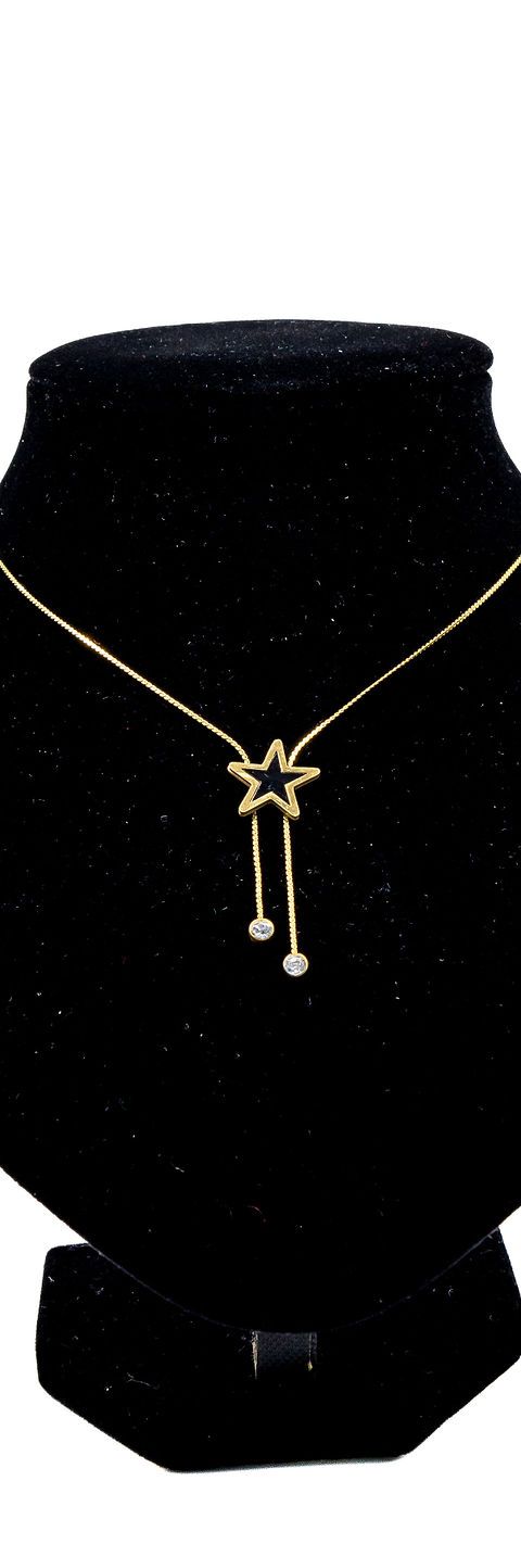 Gold Star Duo Lariat Necklace