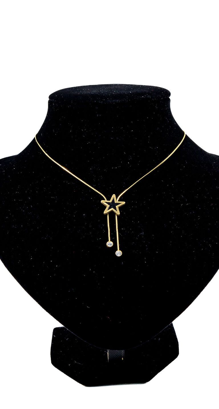 Gold Star Duo Lariat Necklace