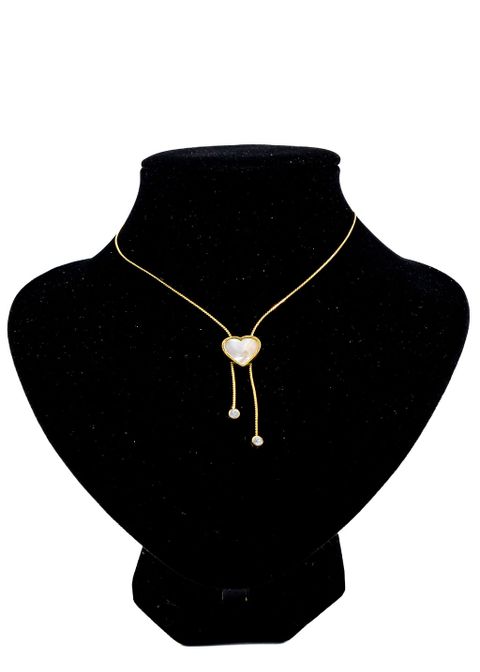Gold Heart Charm Lariat Necklace