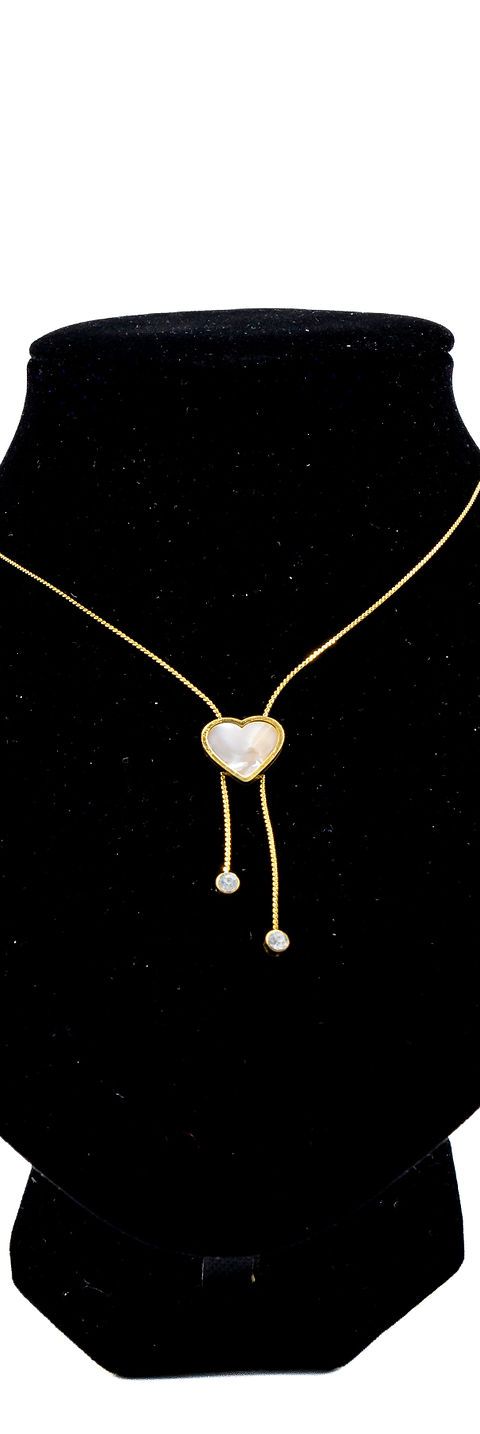 Gold Heart Charm Lariat Necklace