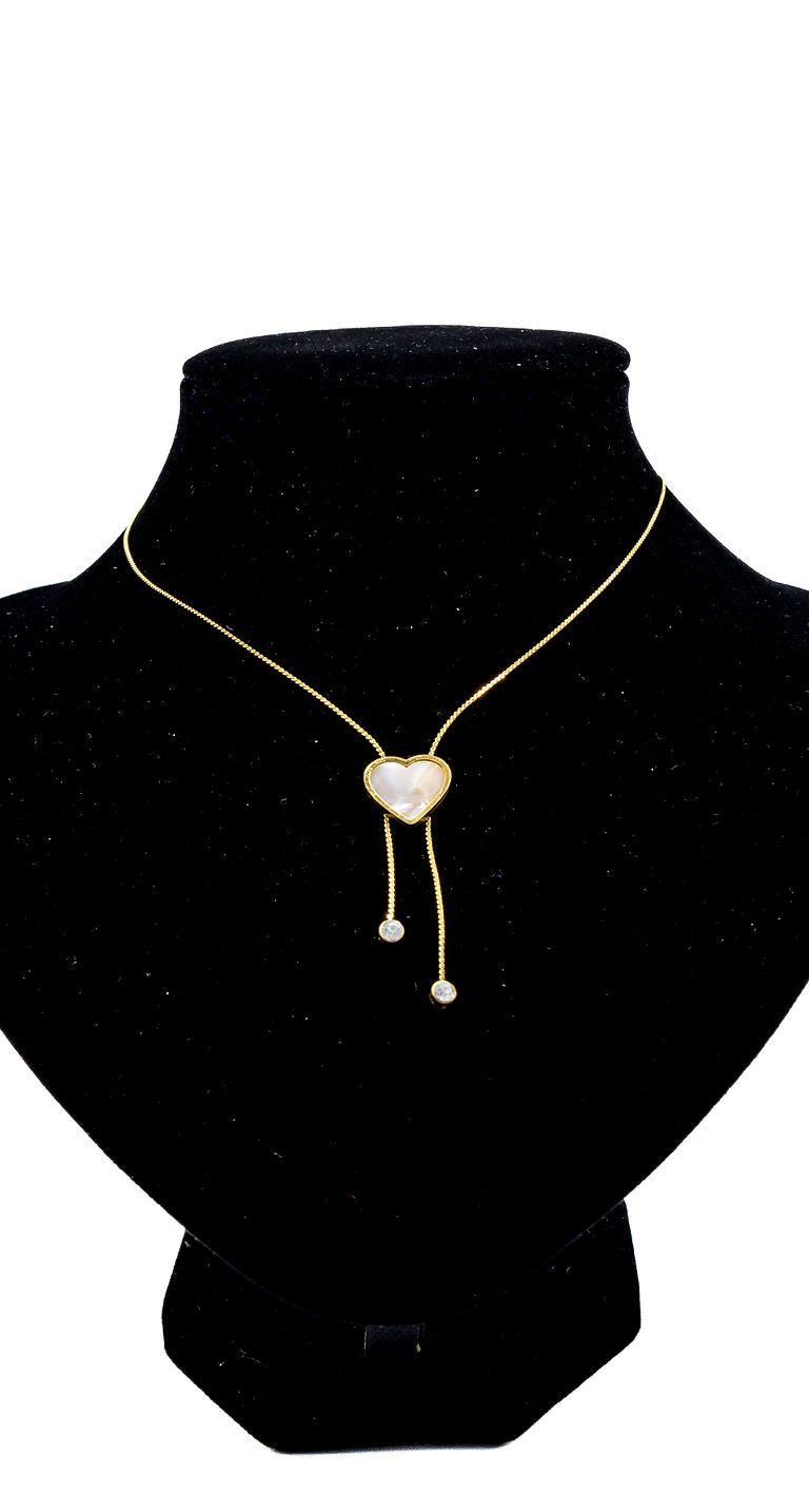 Gold Heart Charm Lariat Necklace