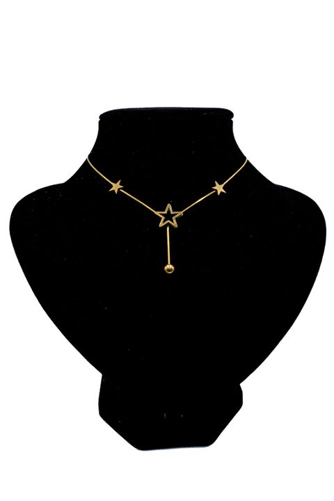 Gold Triple Star Arc Necklace
