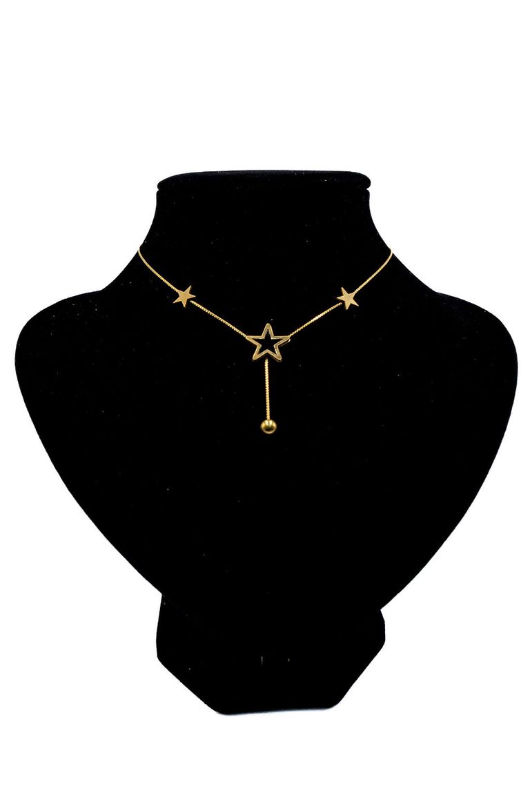 Gold Triple Star Arc Necklace