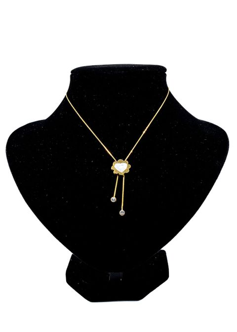 Gold Gemmed Square Necklace