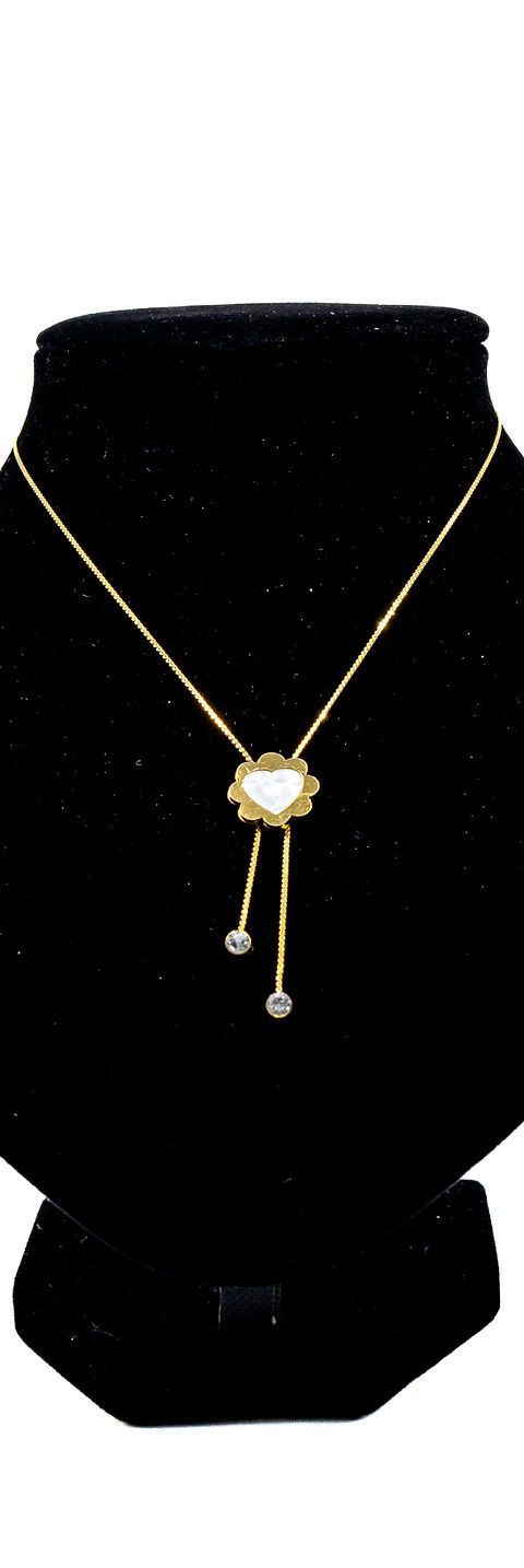 Gold Gemmed Square Necklace