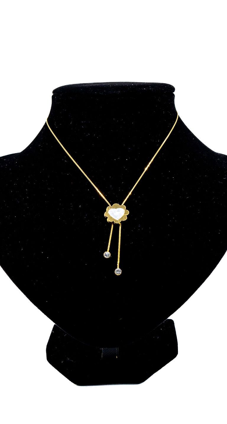 Gold Gemmed Square Necklace