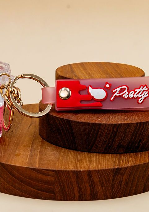 Pink Bottle Keychain