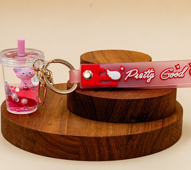 Pink Bottle Keychain