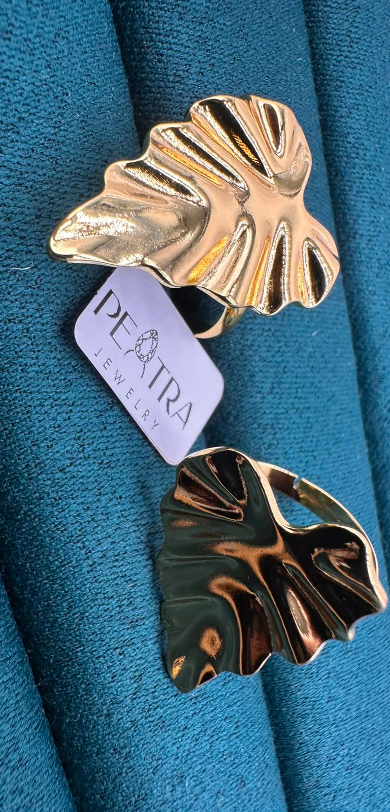 Ember Wave Leaf Abstract Ring Set
