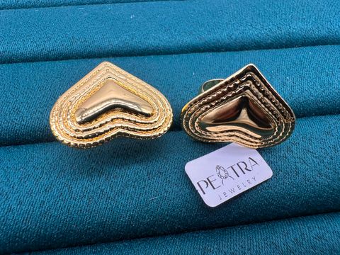 Opal Wave Heart Outline Ring Set