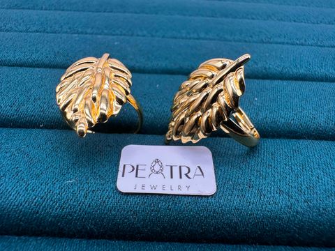 Coral Wave Leaf Ring Set