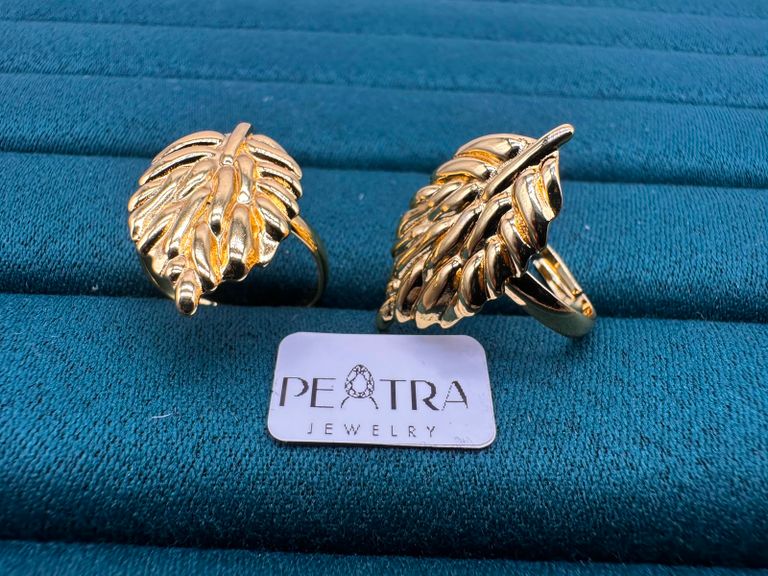 Coral Wave Leaf Ring Set