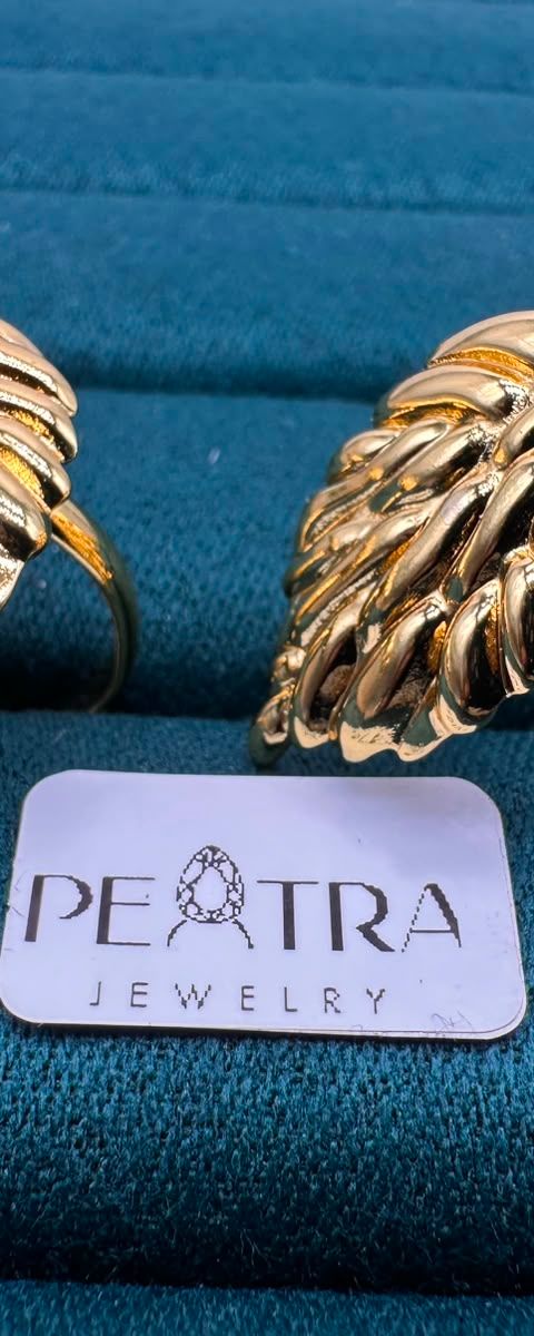 Coral Wave Leaf Ring Set