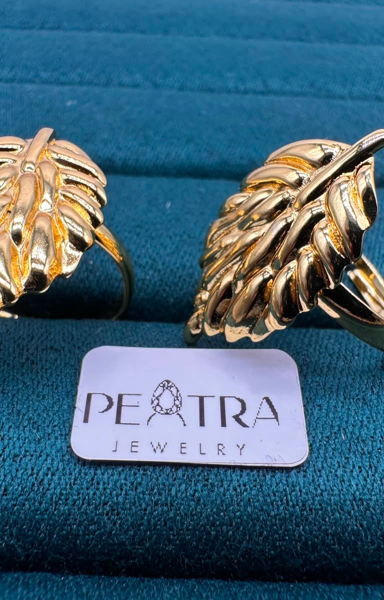 Coral Wave Leaf Ring Set