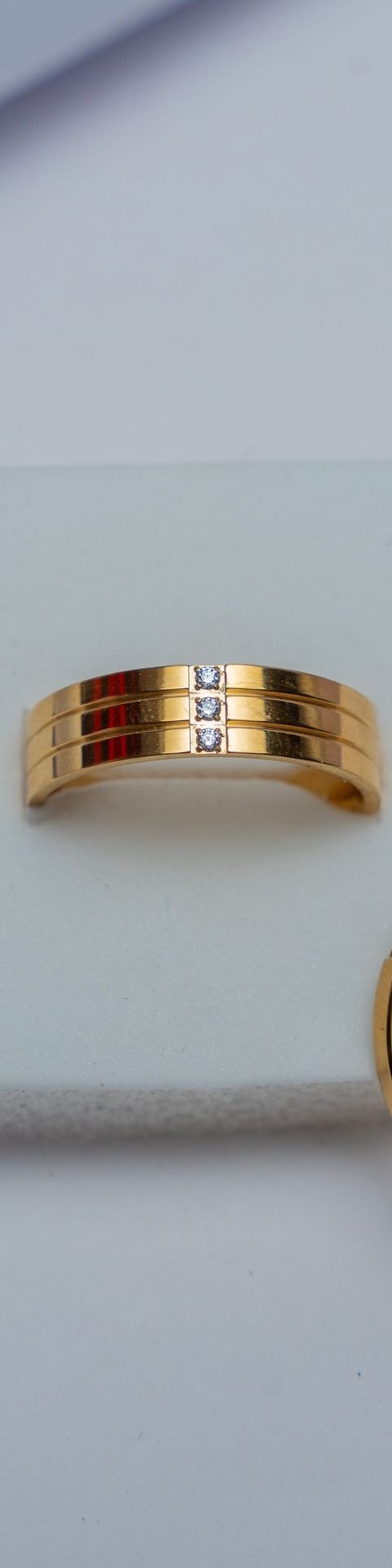 Gold Band Ring with Diamond Accents