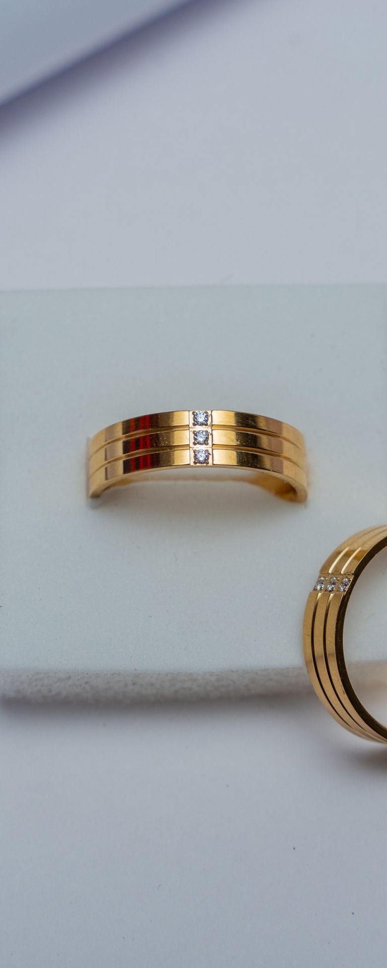 Gold Band Ring with Diamond Accents
