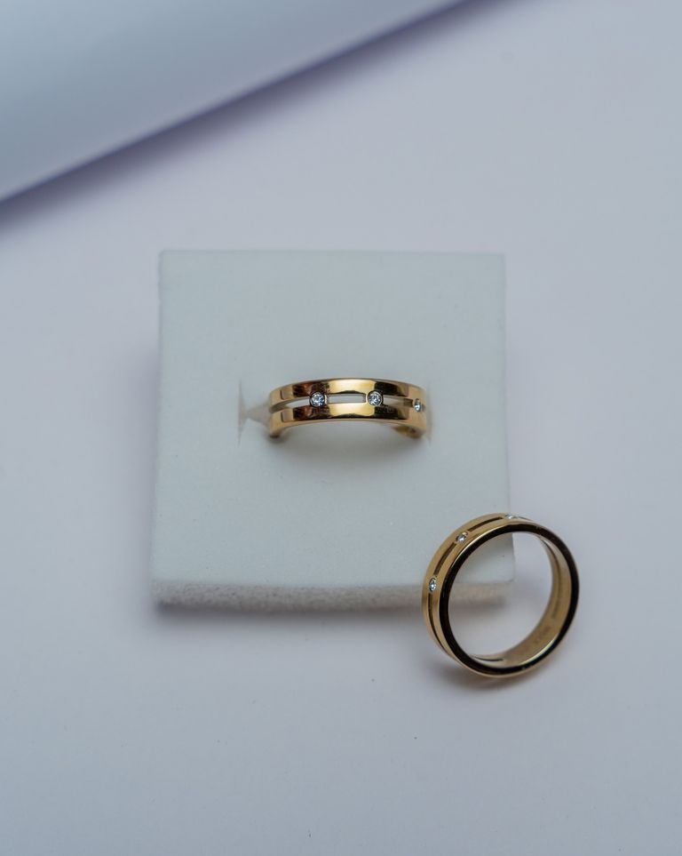 Gold Diamond Two-Stone Band Ring