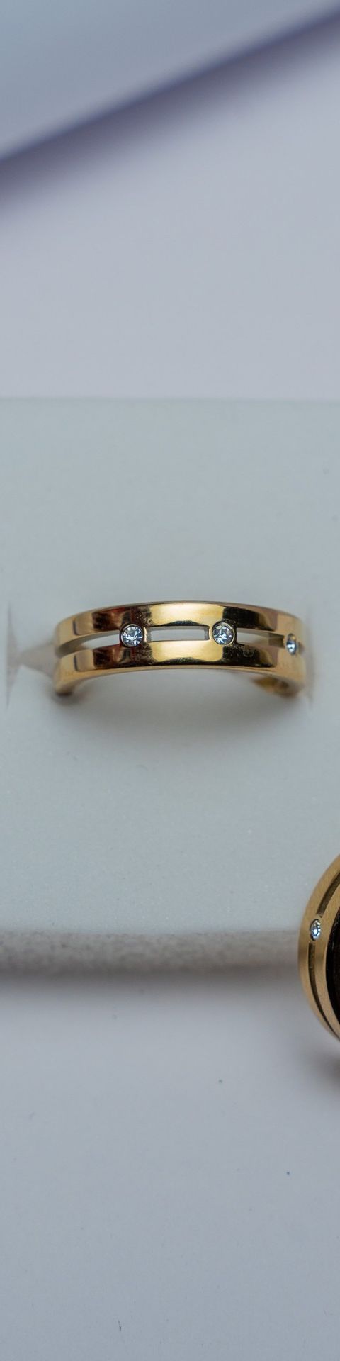 Gold Diamond Two-Stone Band Ring