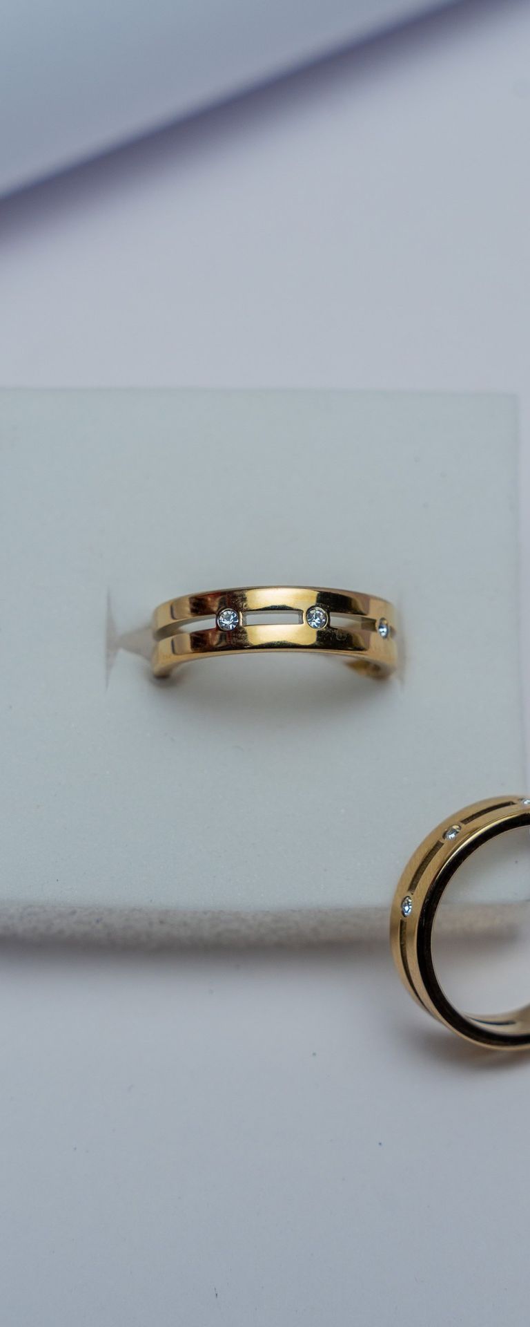 Gold Diamond Two-Stone Band Ring