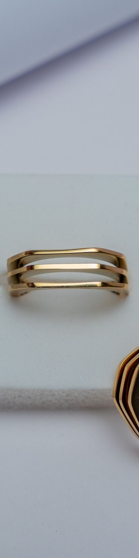 Gold-Tone Grooved Band Ring