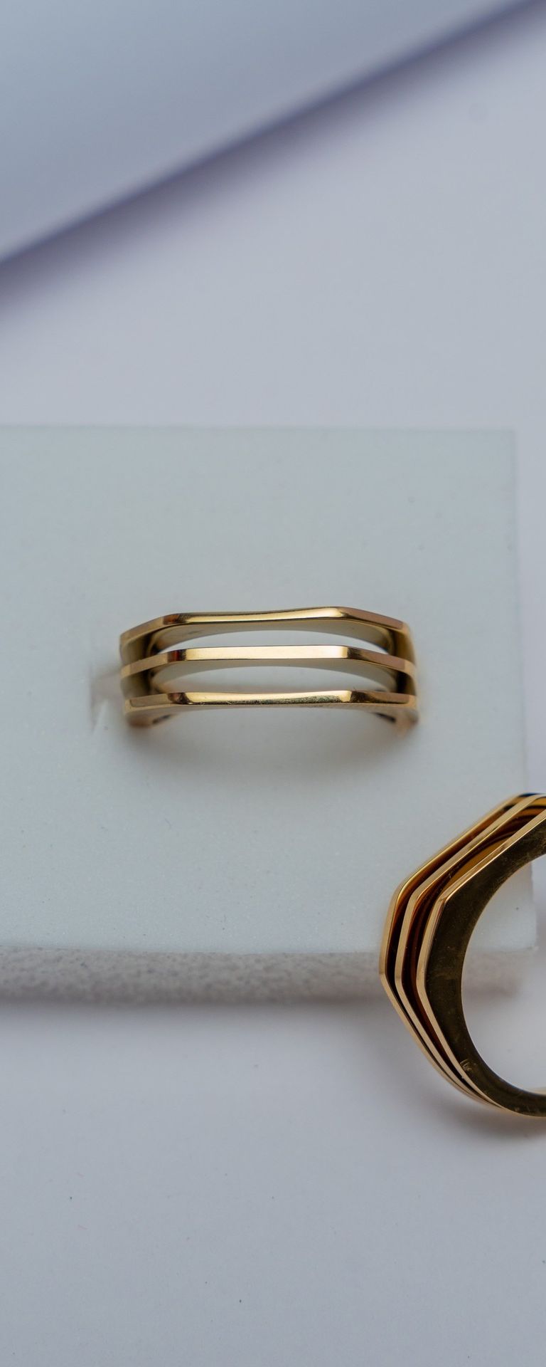 Gold-Tone Grooved Band Ring