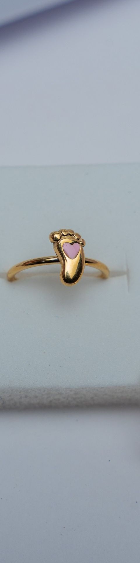 Gold-Tone Heart Pink Stone Ring