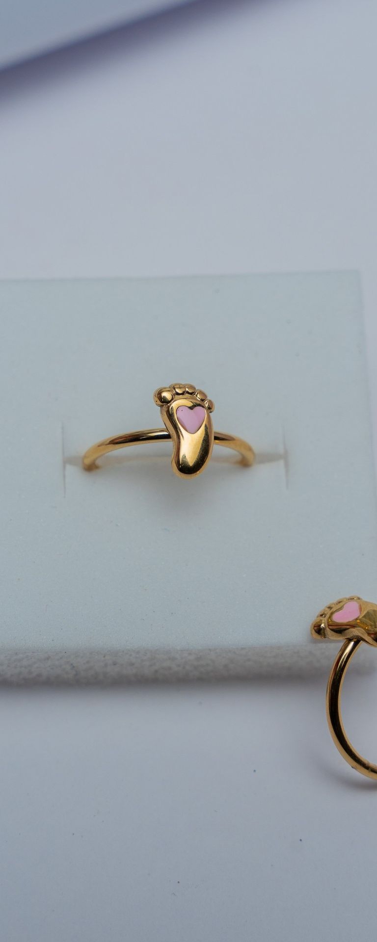 Gold-Tone Heart Pink Stone Ring