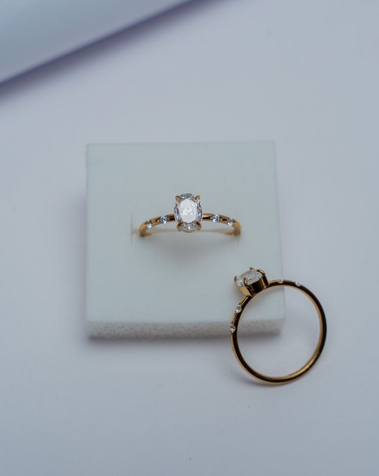 Gold Oval Cut Engagement Ring