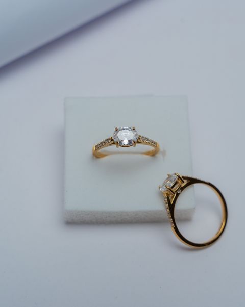 Gold Solitaire Round CZ Ring