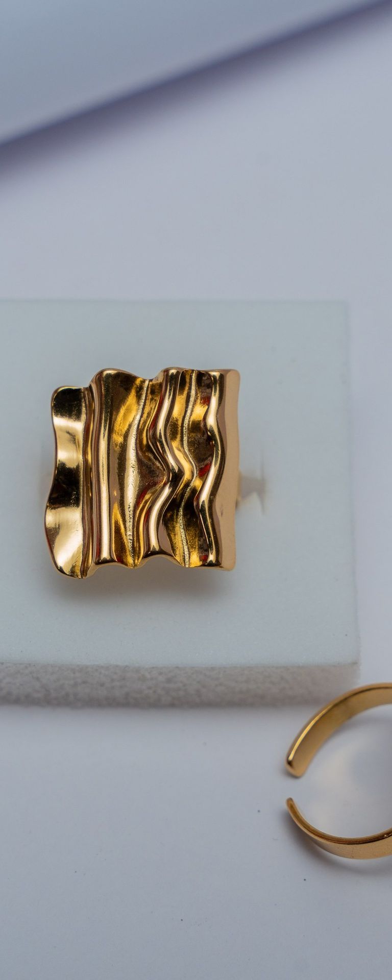Gold Wave Textured Ring
