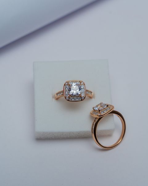 Rose Gold Cushion Halo Diamond Ring