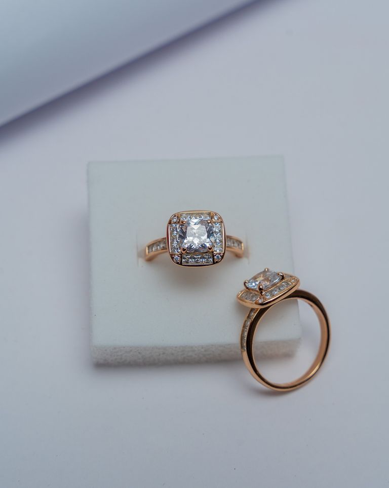 Rose Gold Cushion Halo Diamond Ring