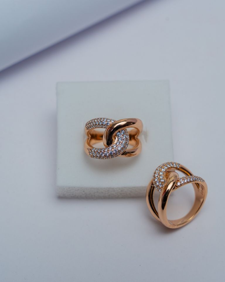 Rose Gold Diamond Pave Chunky Ring